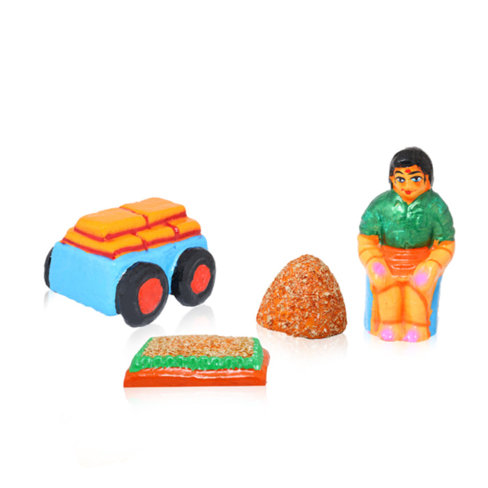 Agriculture Clay Golu Bommai Set - 7 x 7 Inches | Giri Golu Doll/ Navaratri Golu Bomma/Gombe/Bommai