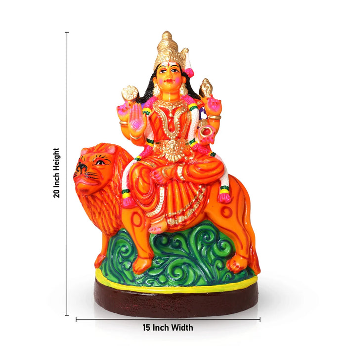 Simhavahini Durga Paper Mache Golu Bommai - 20 Inches | Giri Golu Doll/ Navaratri Golu Bomma/Gombe/Bommai