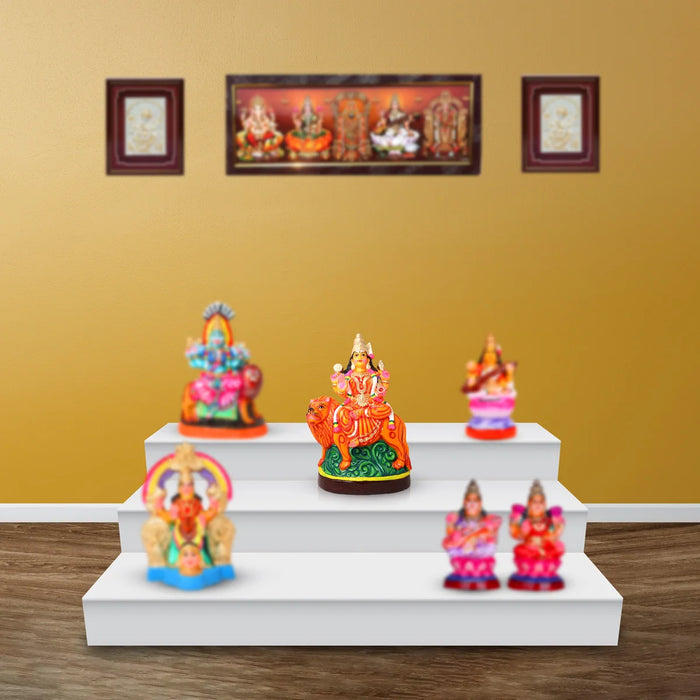 Simhavahini Durga Paper Mache Golu Bommai - 20 Inches | Giri Golu Doll/ Navaratri Golu Bomma/Gombe/Bommai