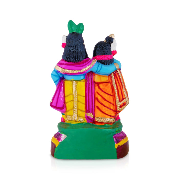 Radha Krishna Paper Mache Golu Bommai - 14 x 8 Inches | Giri Golu doll/ Navaratri Golu Bomma/ Gombe