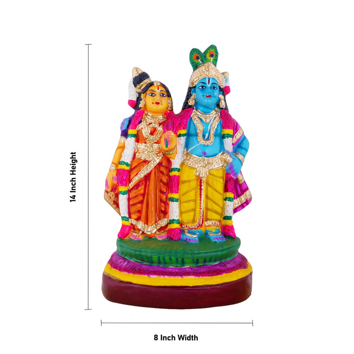 Radha Krishna Paper Mache Golu Bommai - 14 x 8 Inches | Giri Golu doll/ Navaratri Golu Bomma/ Gombe