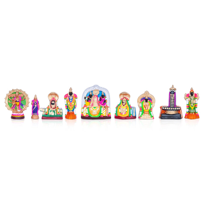 Shiv Pancha Bootha Sthalam Paper Mache Golu Bommai Pair - 10 X 8 Inches | Giri Golu Doll/ Navaratri Gombe