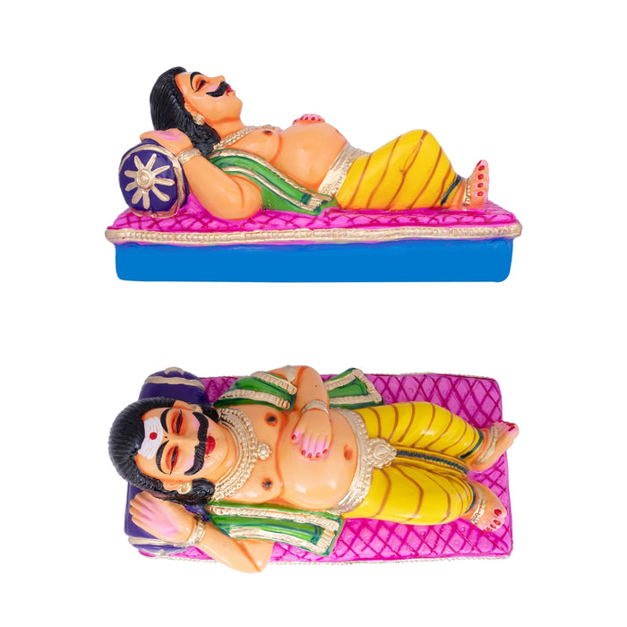 Kumbhakarna Paper Mache Golu Bommai Set - 9 X 17.5 Inches | Navaratri Golu Gombe/Giri Golu Doll/ Navratri Decor
