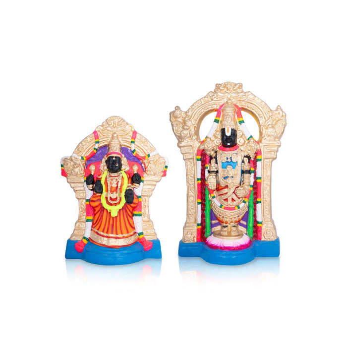 Perumal Thayar Paper Mache Golu Bommai Pair- 15 X 10 Inches | Navaratri Golu Gombe/Giri Golu Doll/Navratri Decor