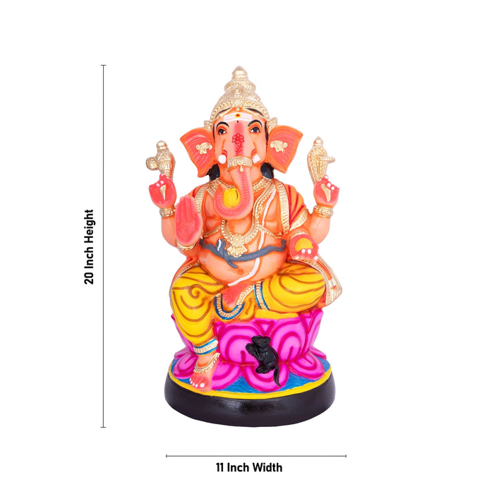 Vinayagar Idol Paper Mache Golu Bommai - 20 X 11 Inches | Navaratri Golu Gombe/ Giri Golu Doll/ Navratri Decor