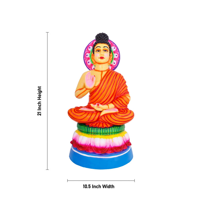 Buddha Statue Paper Mache Golu Bommai- 21 X 10.5 Inches | Navaratri Golu Gombe/ Giri Golu Doll/ Navratri Decor