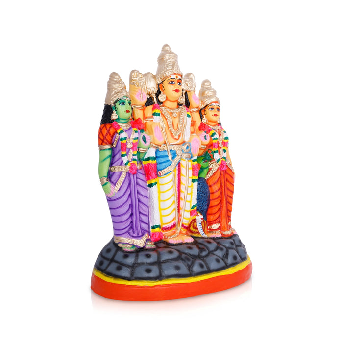 Murugan Valli Deivanai Statue Paper Mache Golu Bommai - 16 X 10 Inches | Navaratri Golu Gombe/ Giri Golu Doll