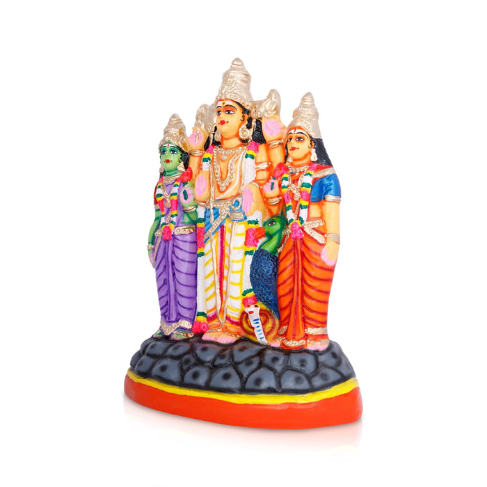 Murugan Valli Deivanai Statue Paper Mache Golu Bommai - 16 X 10 Inches | Navaratri Golu Gombe/ Giri Golu Doll