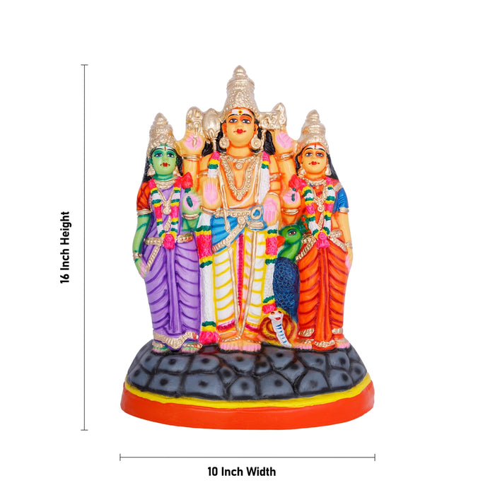 Murugan Valli Deivanai Statue Paper Mache Golu Bommai - 16 X 10 Inches | Navaratri Golu Gombe/ Giri Golu Doll