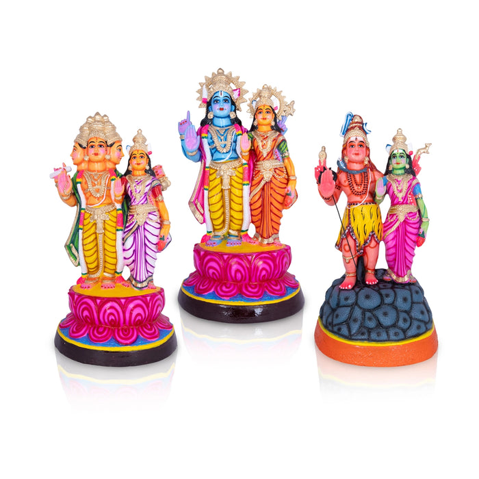 Mummoorthigal Paper Mache Golu Bommai Set- 27 X 13 Inches | Navaratri Golu Gombe/Giri Golu Doll/Navratri Decor