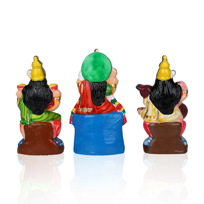 Durga Lakshmi Saraswathi Clay Golu Bommai Set - 8 Inches | Giri Golu Doll/ Navaratri Golu Bomma/Gombe/Bommai