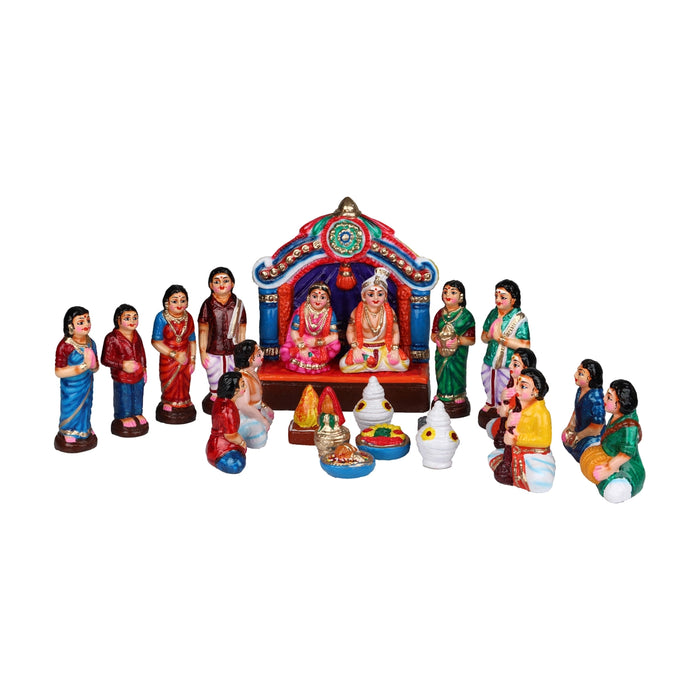 Kalyanam Clay Golu Bommai Set - 10 x 8 Inches | Giri Golu Doll/ Navaratri Golu Bomma/Gombe/Bommai