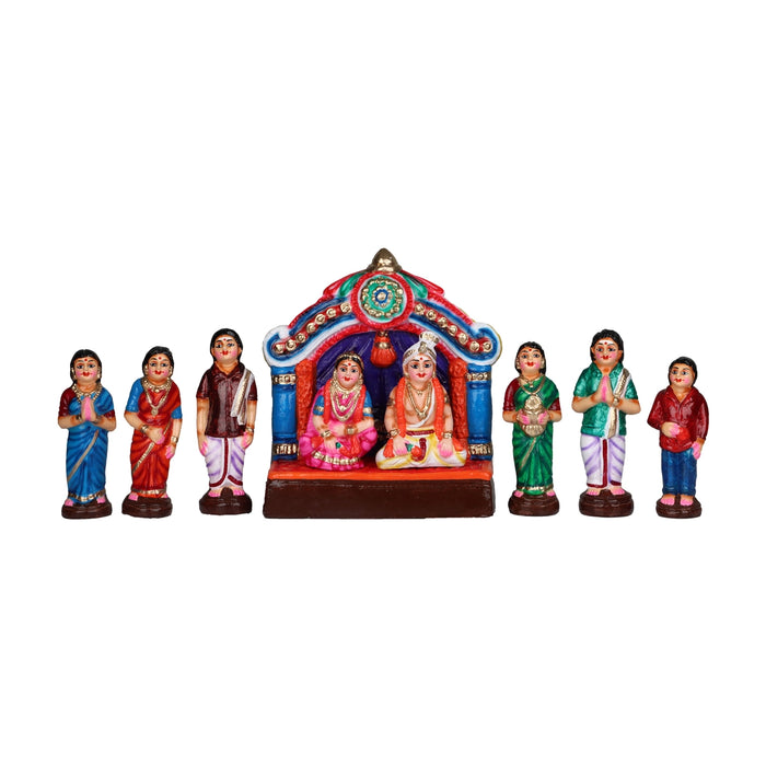 Kalyanam Clay Golu Bommai Set - 10 x 8 Inches | Giri Golu Doll/ Navaratri Golu Bomma/Gombe/Bommai