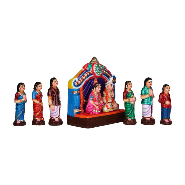 Kalyanam Clay Golu Bommai Set - 10 x 8 Inches | Giri Golu Doll/ Navaratri Golu Bomma/Gombe/Bommai