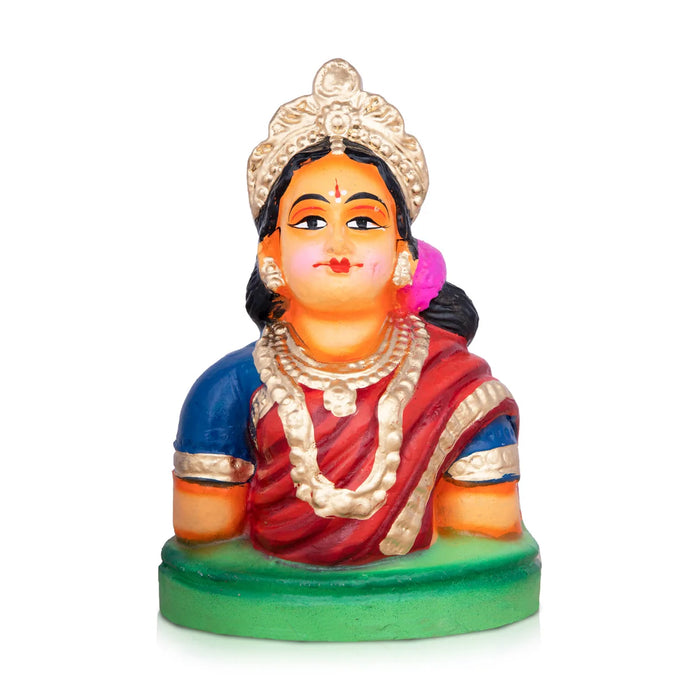 Gowri Face Clay Golu Bommai - 10 x 5.5 Inches | Giri Golu Doll/ Navaratri Golu Bomma/Gombe/Bommai