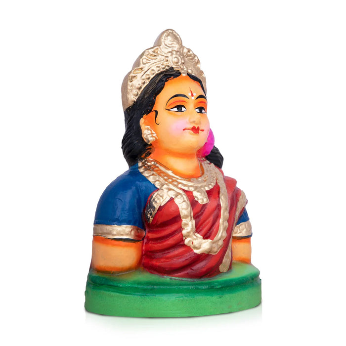 Gowri Face Clay Golu Bommai - 10 x 5.5 Inches | Giri Golu Doll/ Navaratri Golu Bomma/Gombe/Bommai