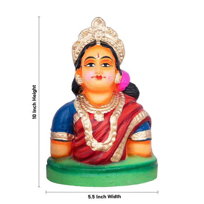 Gowri Face Clay Golu Bommai - 10 x 5.5 Inches | Giri Golu Doll/ Navaratri Golu Bomma/Gombe/Bommai