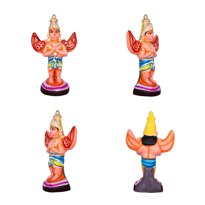 Garudan Hanuman Clay Golu Bommai Pair - 14 x 8.5 Inches | Giri Golu Doll/ Navaratri Golu Bomma/ Multicoloured Gombe