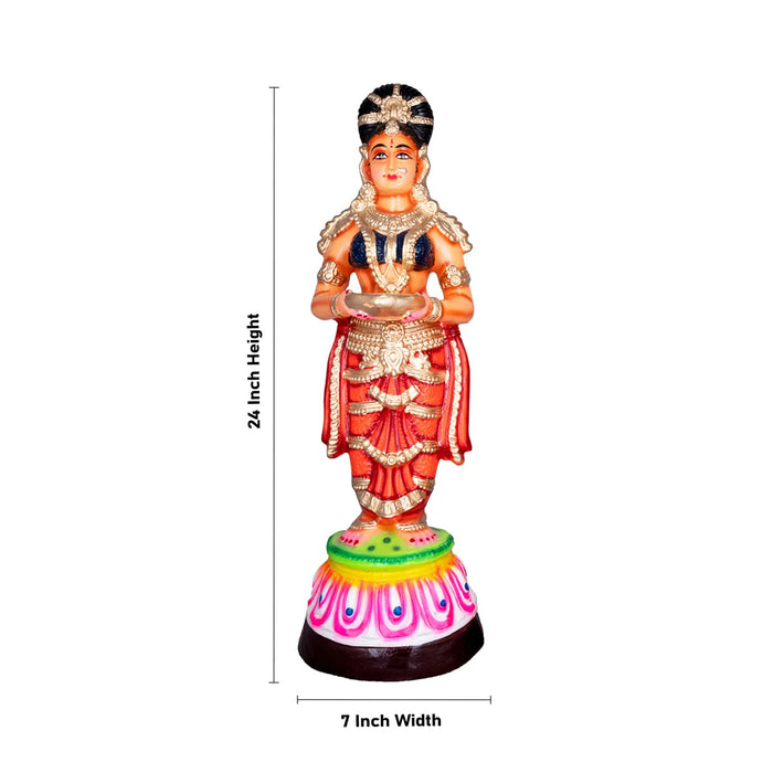 Paavai Vilakku Paper Mache Golu Bommai - 24 x 7 Inches | Giri Golu Doll/ Navaratri Golu Bomma/Gombe/Bommai