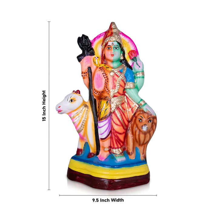 Ardhanarishvara Paper Mache Golu Bommai - 15 x 9.5 Inches | Giri Golu Doll/ Navaratri Golu Bomma/Gombe/Bommai