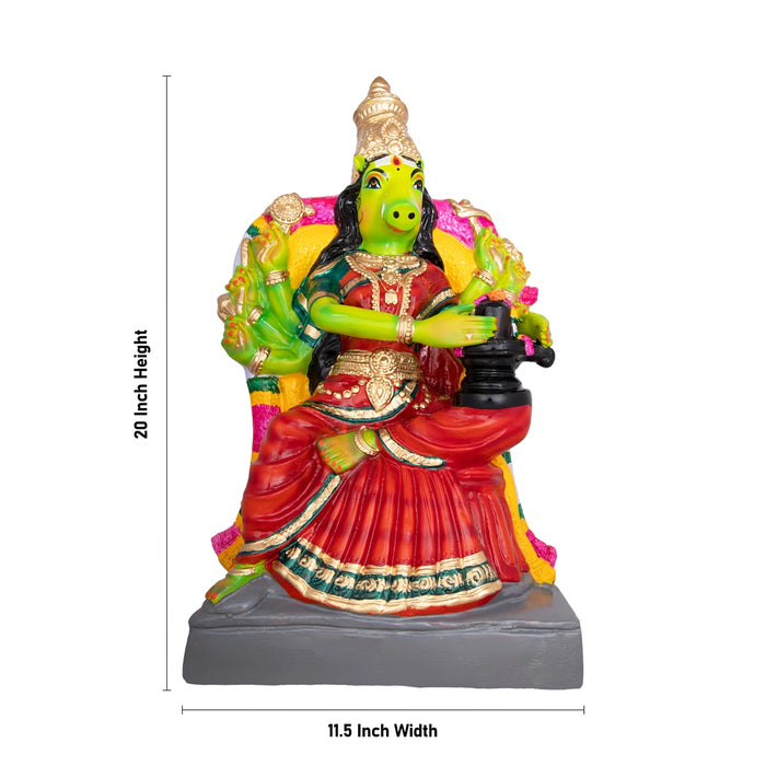Varahi Amman Statue With Shiv Ling Murti Paper Mache Golu Bommai - 20 X 11.5 Inches | Giri Navaratri Golu Doll
