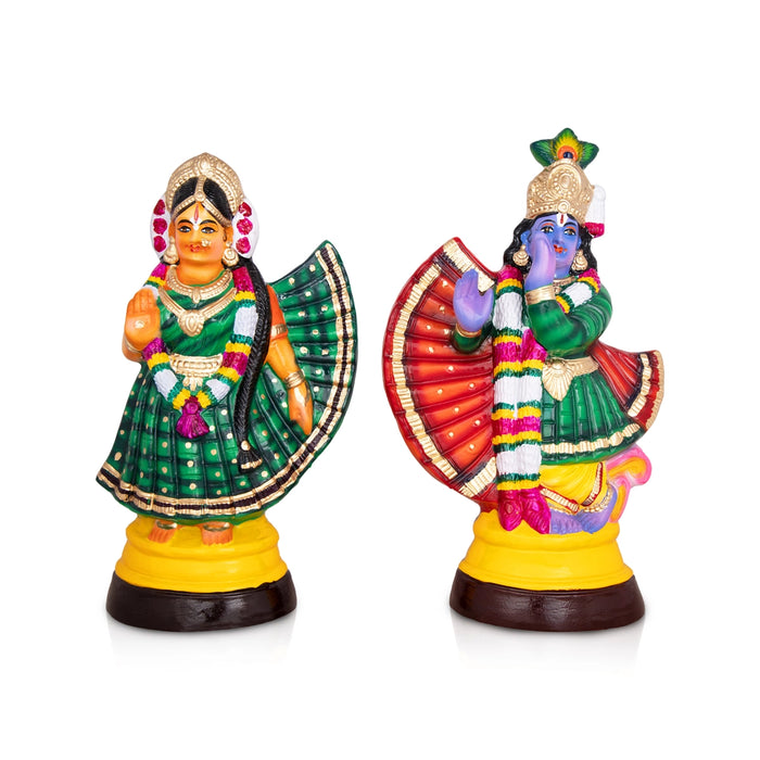 Radha Krishna Murti Paper Mache Golu Bommai Pair- 16 X 6.5 Inches | Giri Golu Doll/Navaratri Gombe/Navratri Décor