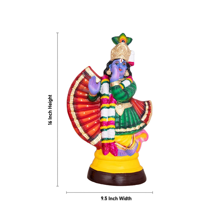 Radha Krishna Murti Paper Mache Golu Bommai Pair- 16 X 6.5 Inches | Giri Golu Doll/Navaratri Gombe/Navratri Décor