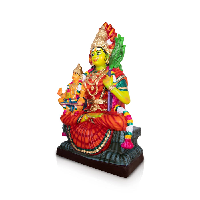 Kamakshi Idol With Ayyappan Statue Paper Mache Golu Bommai - 23 X 12.5 Inches | Giri Navaratri Golu Doll