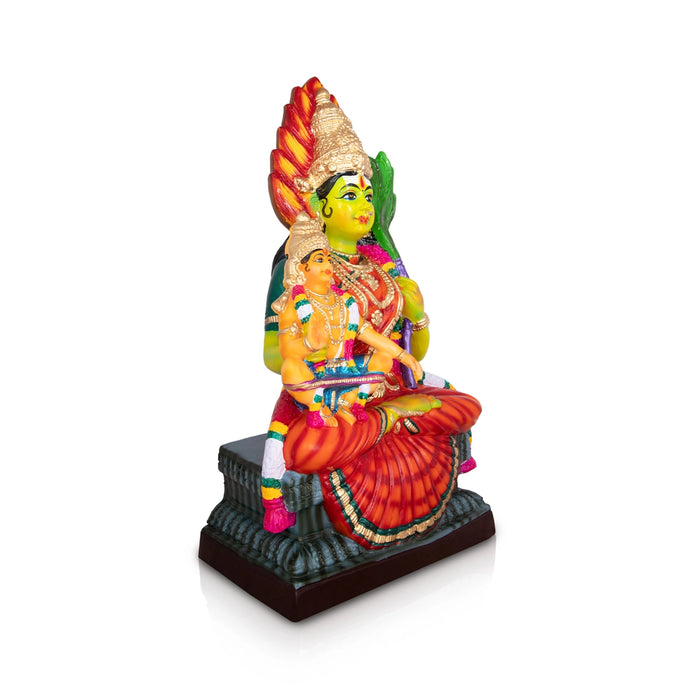 Kamakshi Idol With Ayyappan Statue Paper Mache Golu Bommai - 23 X 12.5 Inches | Giri Navaratri Golu Doll