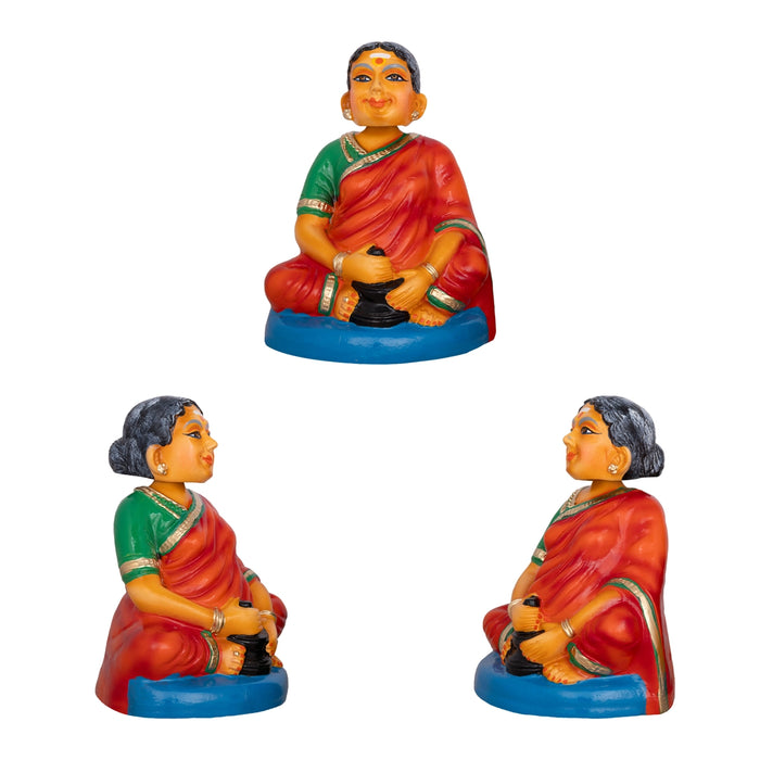 Mama Mami Paper Mache Golu Bommai Pair - 8.5 X 6.5 Inches | Giri Golu Doll/ Navaratri Gombe/ Navratri Décor