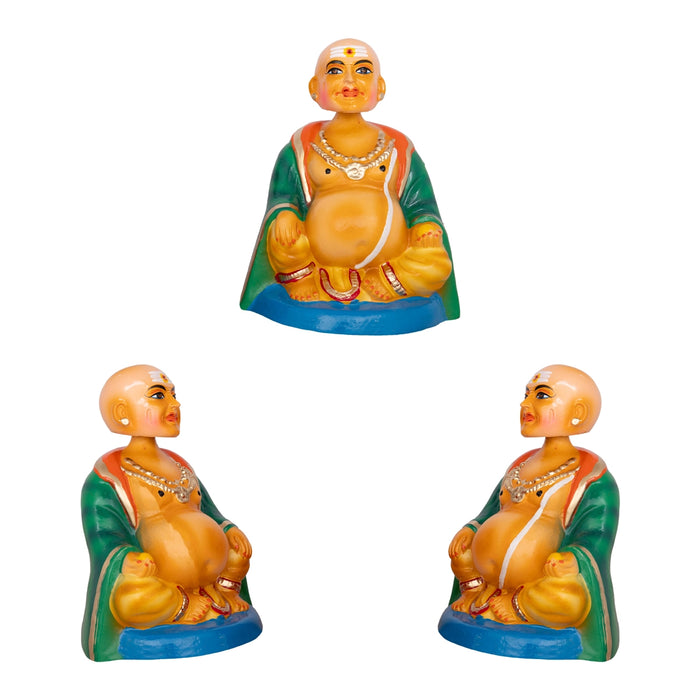 Mama Mami Paper Mache Golu Bommai Pair - 8.5 X 6.5 Inches | Giri Golu Doll/ Navaratri Gombe/ Navratri Décor