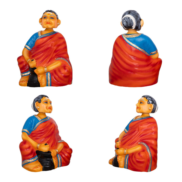 Thatha Patti Paper Mache Golu Bommai Pair - 11 X 9 Inches | Giri Golu Doll/ Navaratri Gombe/ Navratri Decor