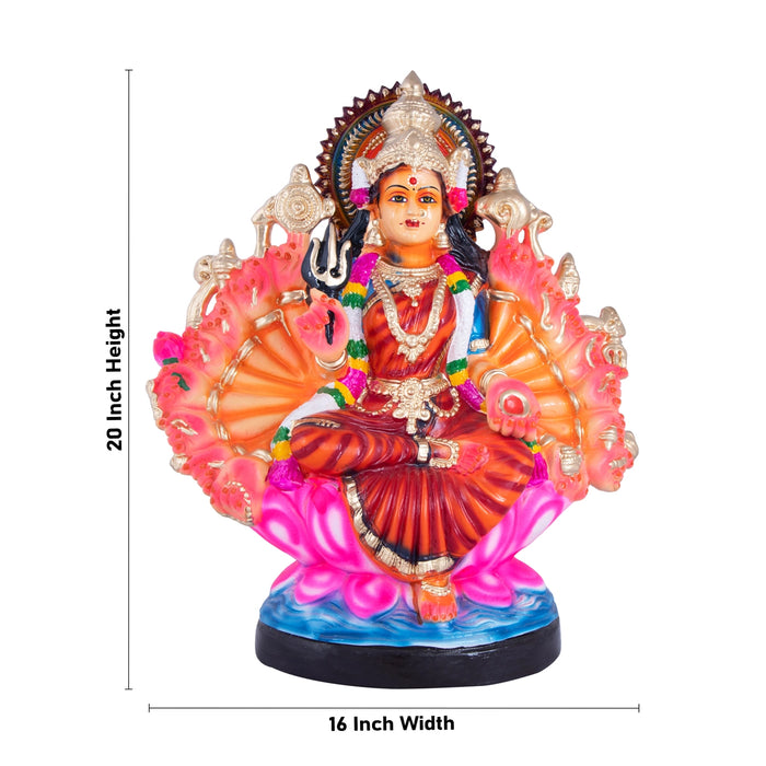 Maha Laxmi Devi with 18 Hands Paper Mache Golu Bommai - 20 x 16 Inches | Giri Golu Doll/ Navaratri Golu Bomma/Gombe/Bommai