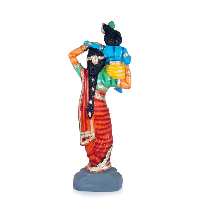 Yashoda Lifting Krishna Paper Mache Golu Bommai - 24 x 8 Inches | Giri Golu Doll/ Navaratri Golu Bomma/Gombe/Bommai