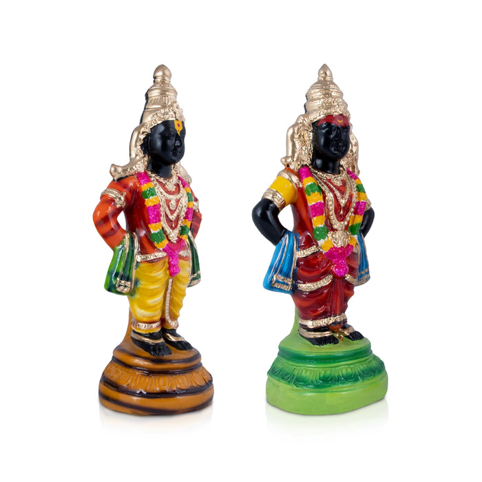 Vitthal Rukmini Paper Mache Golu Bommai Pair - 14 x 5.5 Inches | Giri Golu Doll/ Navaratri Golu Bomma/Gombe