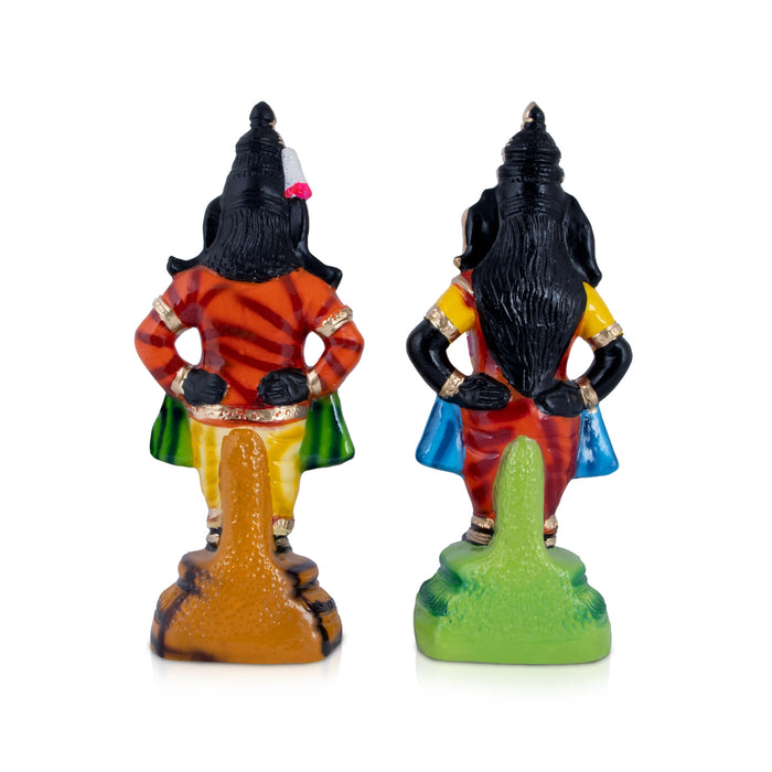 Vitthal Rukmini Paper Mache Golu Bommai Pair - 14 x 5.5 Inches | Giri Golu Doll/ Navaratri Golu Bomma/Gombe