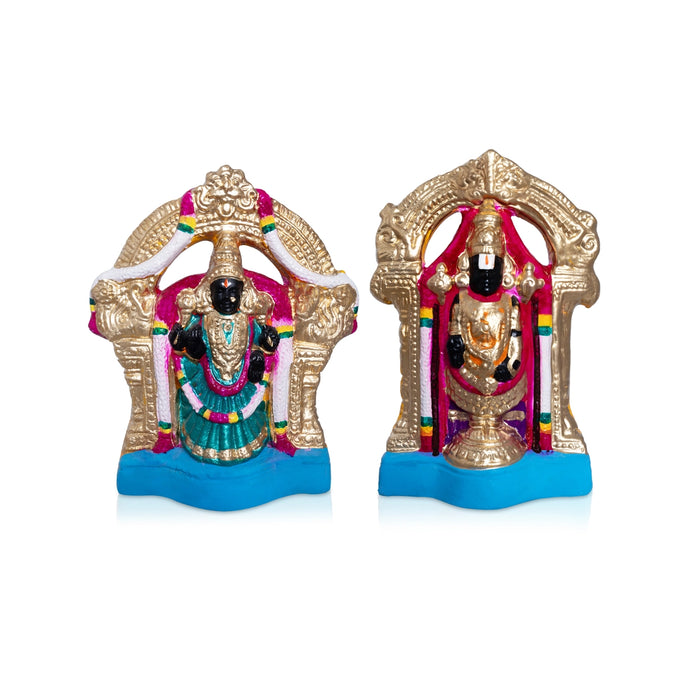 Perumal Thayar Clay Golu Bommai Pair - 9 x 6 Inches | Giri Golu Gombe/ Navaratri Golu Bommalu/ Dasara Doll