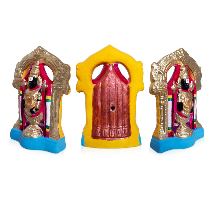 Perumal Thayar Clay Golu Bommai Pair - 9 x 6 Inches | Giri Golu Gombe/ Navaratri Golu Bommalu/ Dasara Doll