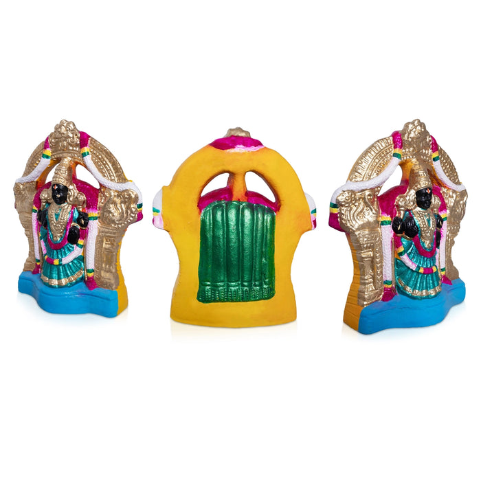 Perumal Thayar Clay Golu Bommai Pair - 9 x 6 Inches | Giri Golu Gombe/ Navaratri Golu Bommalu/ Dasara Doll
