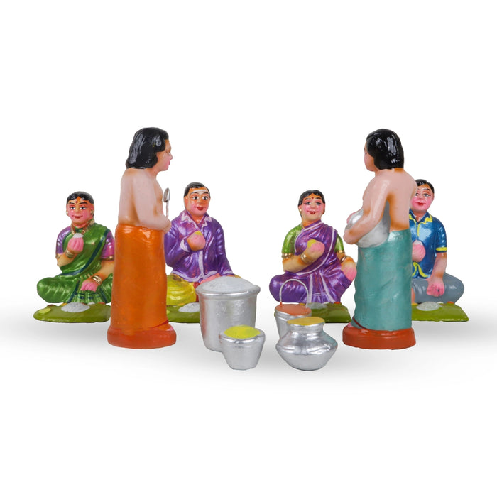 Sapadu Set Clay Golu Bommai – 6.5 x 2.5 Inches | 22 Pcs/ Giri Golu Doll / Navaratri Golu Bomma / Gombe