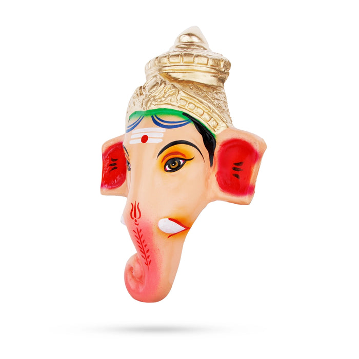 Ganesha Face Paper Mache Golu Bommai - 11 x 6 Inches | Giri Golu Doll/ Navaratri Kolu Bomma/ Bommalu
