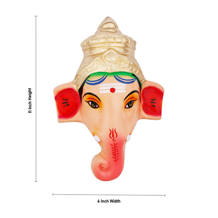 Ganesha Face Paper Mache Golu Bommai - 11 x 6 Inches | Giri Golu Doll/ Navaratri Kolu Bomma/ Bommalu