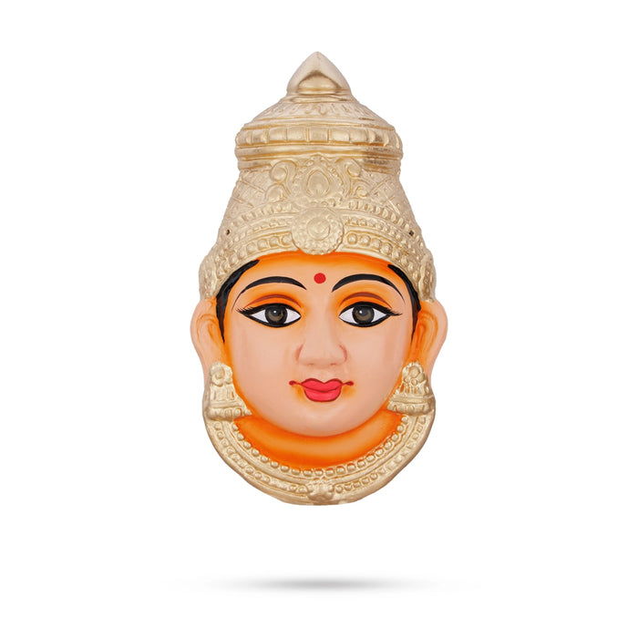 Amman Face Without Necklace - 8.5 x 5 Inches | Paper Mache Varalaskhmi Face / Amman Mugam for Deity Alangaram