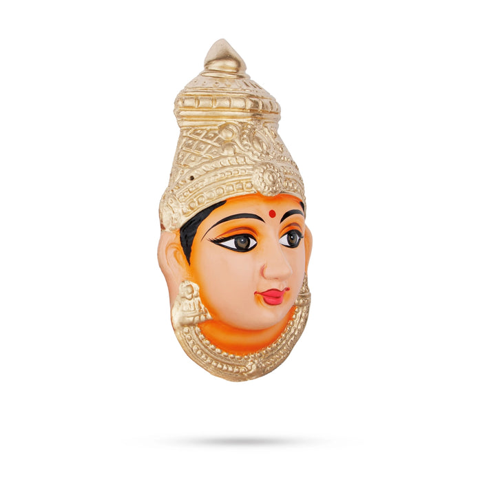 Amman Face Without Necklace - 8.5 x 5 Inches | Paper Mache Varalaskhmi Face / Amman Mugam for Deity Alangaram