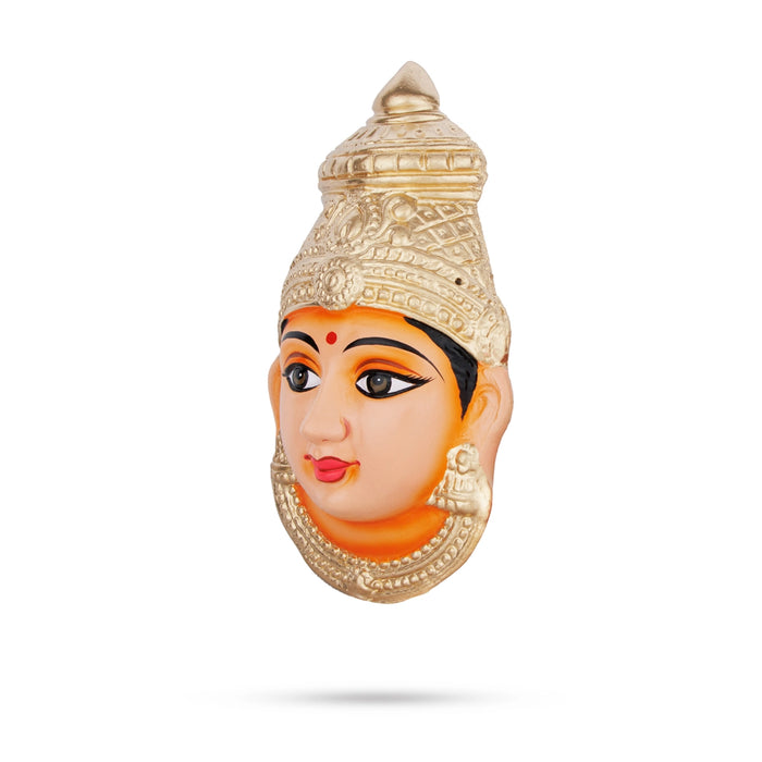 Amman Face Without Necklace - 8.5 x 5 Inches | Paper Mache Varalaskhmi Face / Amman Mugam for Deity Alangaram