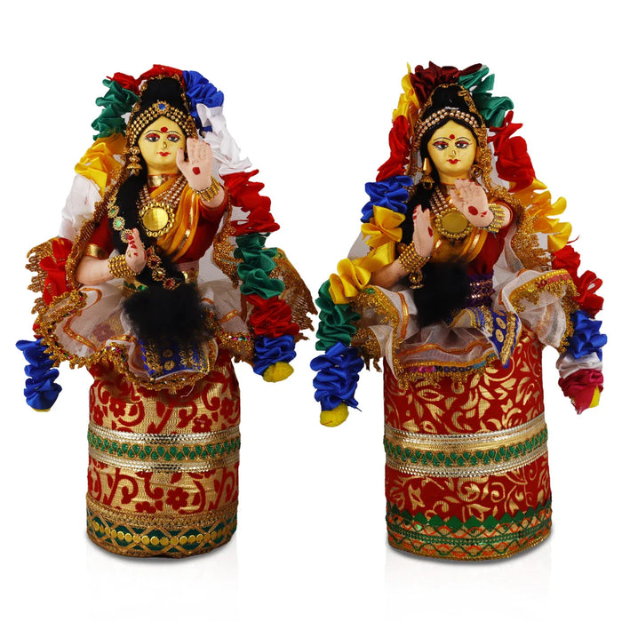 Dancing Doll Cloth Golu Bommai Pair - 12 x 3 Inches | Giri Golu Doll/ Navaratri Golu Bomma/Gombe/Bommai