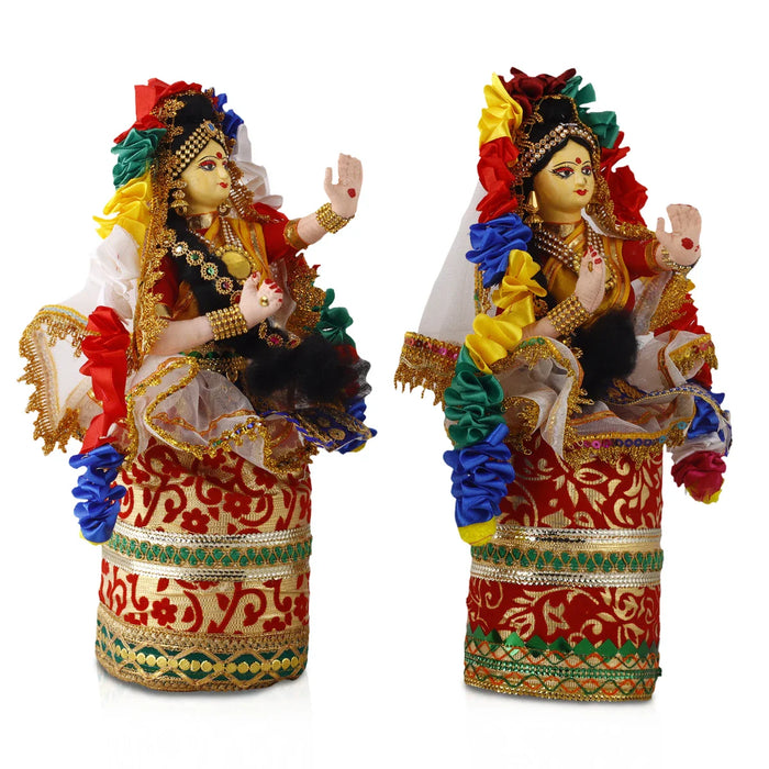 Dancing Doll Cloth Golu Bommai Pair - 12 x 3 Inches | Giri Golu Doll/ Navaratri Golu Bomma/Gombe/Bommai