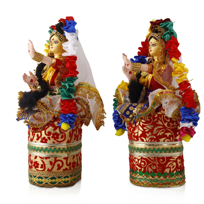 Dancing Doll Cloth Golu Bommai Pair - 12 x 3 Inches | Giri Golu Doll/ Navaratri Golu Bomma/Gombe/Bommai