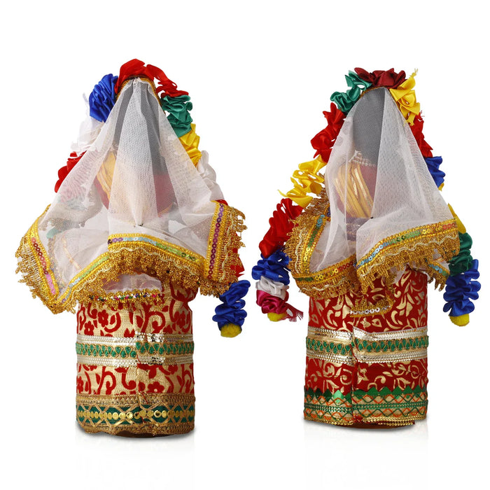 Dancing Doll Cloth Golu Bommai Pair - 12 x 3 Inches | Giri Golu Doll/ Navaratri Golu Bomma/Gombe/Bommai