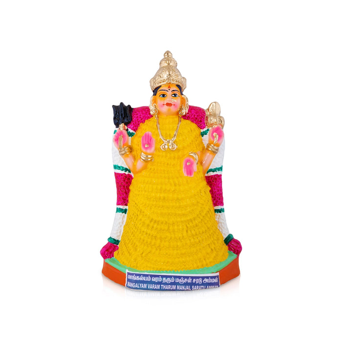Manjal Amman Clay Golu Bommai - 12.5 x 8 Inches | Giri Golu Bomma/ Navaratri Golu Doll/ Gombe